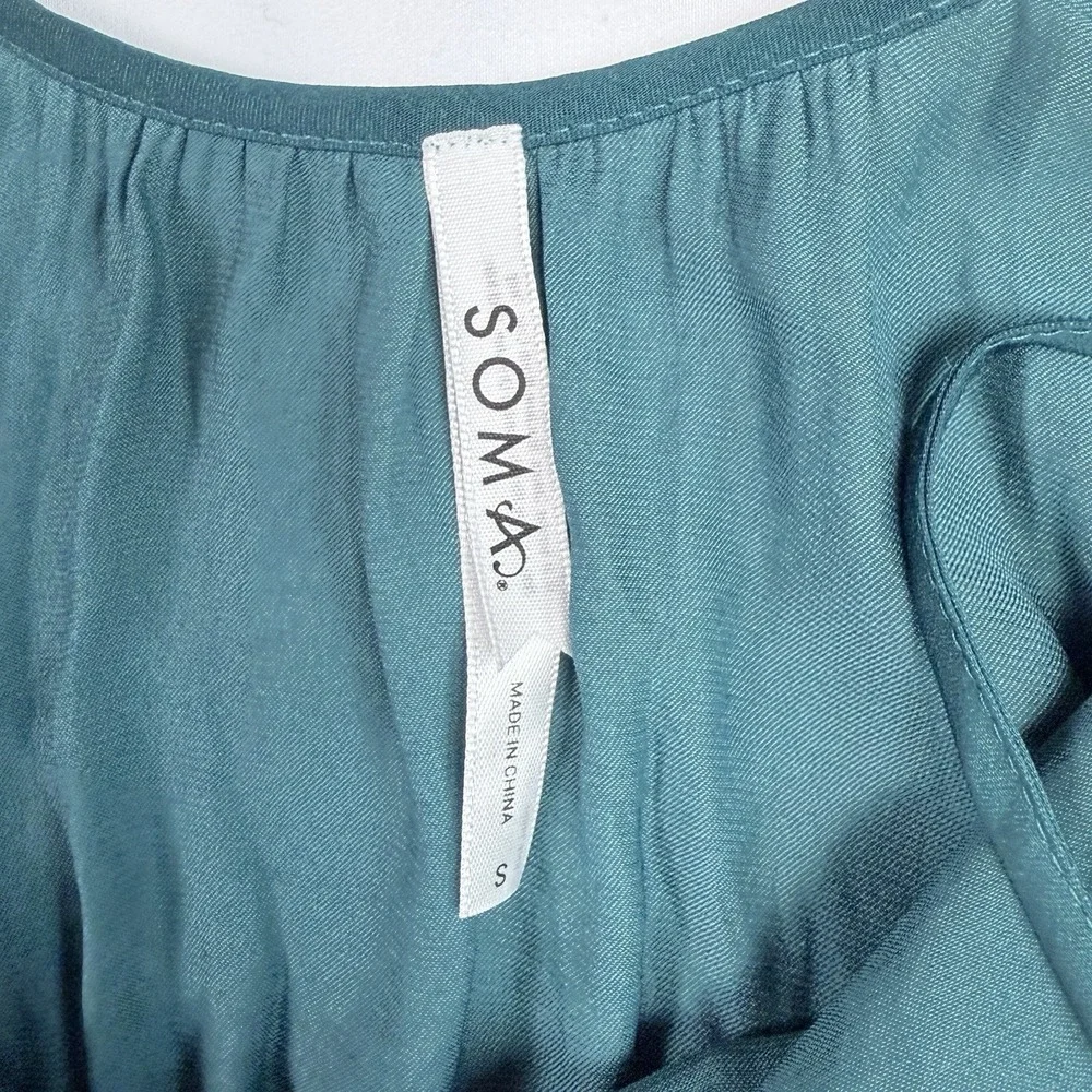 Soma Nightgown Womens‎ S Teal Long Chemise Slip Dress Lingerie Low Back Strappy - Picture 3 of 7